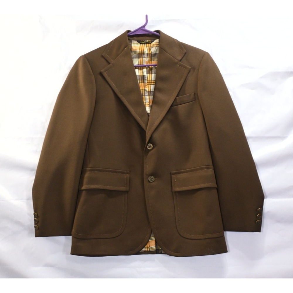 Vintage Calvin Tailored Brown Blazer Sport Coat Plaid Lined Jacket 40R